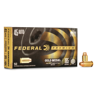 Federal Premium Gold Medal .45 ACP FMJ-SWC Match 185 Grain 50 Rounds