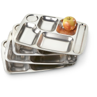 Military Style Stainless Steel Mess Trays 4 Pack