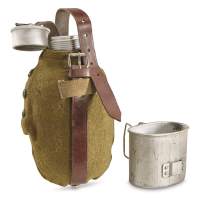 Romanian Military Surplus Canteen with Wool Cover and Cup Like New