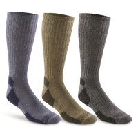 HuntRite Men's Midweight Merino Wool Blend Crew Socks 3 Pairs