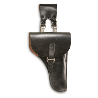 Italian Military Surplus Large Frame Leather Holster with Belt Clip New