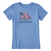 Life is Good Women's Tie Dye Americana Beach Chairs Crusher Short Sleeve
