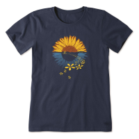 Life is Good Women's Macro-Micro Sunflower Bike Ride Crusher Short Sleeve