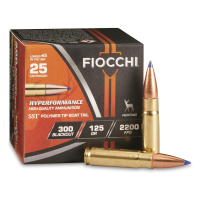 Fiocchi Hyperformance 300 BLK SST Polymer Tip Boat-Tail 125 Grain 25 Rounds