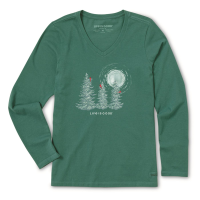 Life is Good Women's Snow Pines With Cardinals Long Sleeve Crusher V Neck