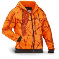 WFS Men's Thermal Lined Fleece Blaze Orange Camo Hooded Sweatshirt