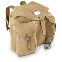 Italian Military Surplus Cotton Canvas Rucksack With Locking Chain Used