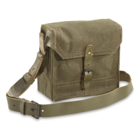 French Military Surplus Canvas and Leather Shoulder Bag Like New