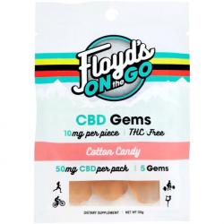 Floyd's of Leadville CBD Gems: 10mg Per Gem 5 Count Pouches Vegan Box of 12 Cotton Candy