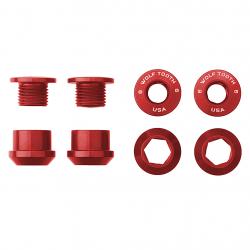 Wolf Tooth Chainring Bolt/Nut Set 4/Pack Red 6mm