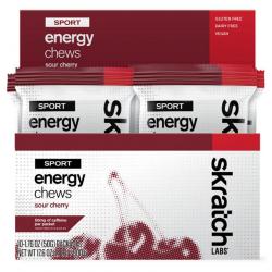 Skratch Labs Sport Energy Chews - Caffeinated Sour Cherry Box of 10