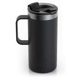 RTIC 16oz Travel Mug, Charcoal, Matte, Stainless Steel & Vacuum Insulated, Flip-Top Lid, Case of 24