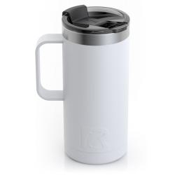 RTIC 16oz Travel Mug, Chalk, Matte, Stainless Steel & Vacuum Insulated, Flip-Top Lid, Case of 24