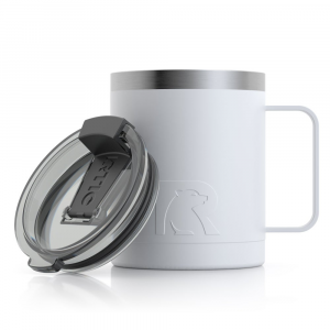 RTIC 12oz Coffee Mug, White, Matte, Stainless Steel & Vacuum Insulated, Flip-Top Lid