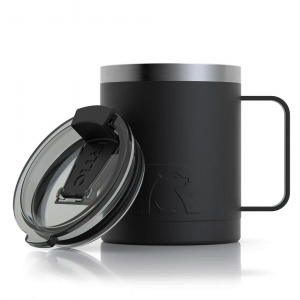 RTIC 12oz Coffee Mug, Black, Matte, Stainless Steel & Vacuum Insulated, Flip-Top Lid, Case of 40