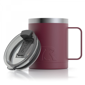 RTIC 12oz Coffee Mug, Maroon, Matte, Stainless Steel & Vacuum Insulated, Flip-Top Lid, Case of 40