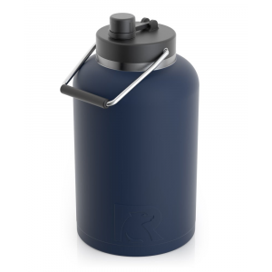 RTIC One Gallon Jug, Navy, Matte, Stainless Steel & Vacuum Insulated, Flip-Top Lid, Case of 9