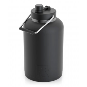 RTIC One Gallon Jug, Black, Matte, Stainless Steel & Vacuum Insulated, Flip-Top Lid, Case of 9