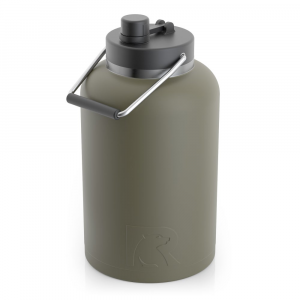 RTIC One Gallon Jug, Olive, Matte, Stainless Steel & Vacuum Insulated, Flip-Top Lid, Case of 9