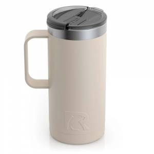RTIC 16oz Travel Mug, Beach, Matte, Stainless Steel & Vacuum Insulated, Flip-Top Lid, Case of 24