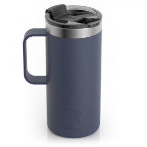 RTIC 16oz Travel Mug, Navy, Matte, Stainless Steel & Vacuum Insulated, Flip-Top Lid, Case of 24
