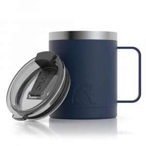 RTIC 12oz Coffee Mug, Navy, Matte, Stainless Steel & Vacuum Insulated, Flip-Top Lid, Case of 40