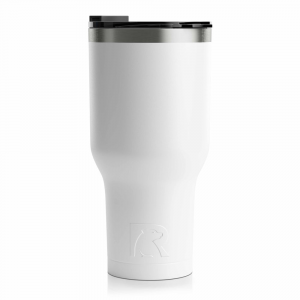 RTIC 40oz Tumbler, White, Matte, Stainless Steel & Vacuum Insulated, Flip-Top Lid, Case of 30