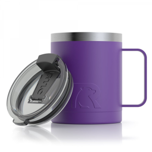 RTIC 12oz Coffee Mug, Majestic Purple, Matte, Stainless Steel & Vacuum Insulated, Flip-Top Lid, Case of 40
