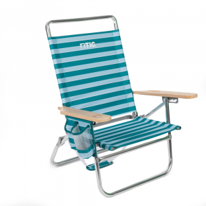 RTIC Beach Chair, Padre Island, Solid wood arm rests with a built-in carrying handle and four adjustable reclining options