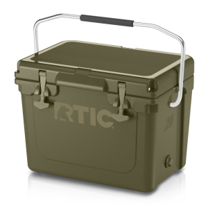 20 QT Ultra-Tough Cooler, Olive, Heavy Duty Stainless Steel Handle, T-Latch Closure