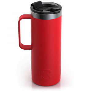 RTIC 20oz Travel Mug, Flag Red, Matte, Stainless Steel & Vacuum Insulated, Flip-Top Lid