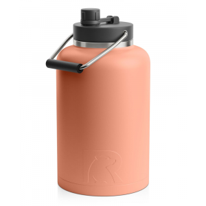 RTIC One Gallon Jug, Salmon, Matte, Stainless Steel & Vacuum Insulated, Flip-Top Lid, Case of 9