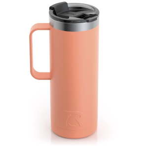 RTIC 20oz Travel Mug, Salmon, Matte, Stainless Steel & Vacuum Insulated, Flip-Top Lid, Case of 24