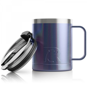 RTIC 12oz Coffee Mug, Pacific, Glitter, Stainless Steel & Vacuum Insulated, Flip-Top Lid