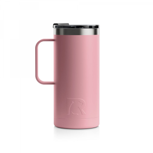 RTIC 16oz Travel Mug, Dusty Rose, Matte, Stainless Steel & Vacuum Insulated, Flip-Top Lid