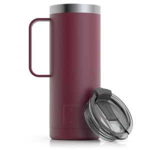 RTIC 20oz Travel Mug, Maroon, Matte, Stainless Steel & Vacuum Insulated, Flip-Top Lid, Case of 24