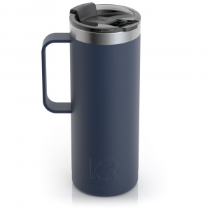 RTIC 20oz Travel Mug, Navy, Matte, Stainless Steel & Vacuum Insulated, Flip-Top Lid, Case of 24