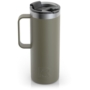 RTIC 20oz Travel Mug, Olive, Matte, Stainless Steel & Vacuum Insulated, Flip-Top Lid, Case of 24