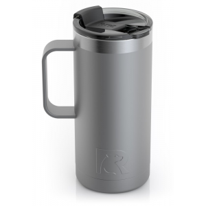RTIC 16oz Travel Mug, Graphite, Matte, Stainless Steel & Vacuum Insulated, Flip-Top Lid, Case of 24