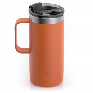 RTIC 16oz Travel Mug, Dark Orange, Matte, Stainless Steel & Vacuum Insulated, Flip-Top Lid, Case of 24