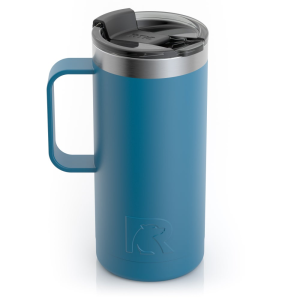 RTIC 16oz Travel Mug, Lake Blue, Matte, Stainless Steel & Vacuum Insulated, Flip-Top Lid, Case of 24