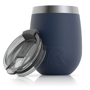 RTIC 10oz Wine Tumbler, Navy, Matte, Stainless Steel & Vacuum Insulated, Flip-Top Lid, Case of 24
