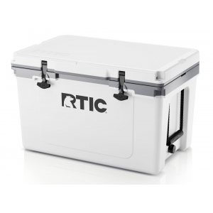 RTIC 52 Quart Ultra-Light Hard Cooler, White & Grey, Lightweight, Heavy Duty Rope Handles, T-Latch Closure