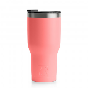 RTIC 30oz Tumbler, Coral, Matte, Stainless Steel & Vacuum Insulated, Flip-Top Lid