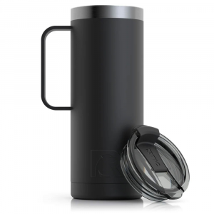 RTIC 20oz Travel Mug, Black, Matte, Stainless Steel & Vacuum Insulated, Flip-Top Lid
