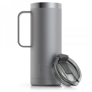 RTIC 20oz Travel Mug, Graphite, Matte, Stainless Steel & Vacuum Insulated, Flip-Top Lid