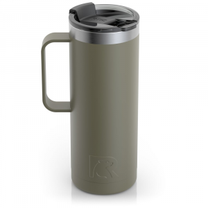 RTIC 20oz Travel Mug, Olive, Matte, Stainless Steel & Vacuum Insulated, Flip-Top Lid