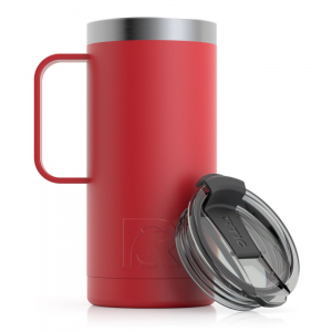 RTIC 16oz Travel Mug, Cardinal, Matte, Stainless Steel & Vacuum Insulated, Flip-Top Lid