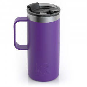 RTIC 16oz Travel Mug, Majestic Purple, Matte, Stainless Steel & Vacuum Insulated, Flip-Top Lid