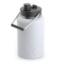 RTIC Half Gallon Jug, White, Matte, Stainless Steel & Vacuum Insulated, Flip-Top Lid, Case of 12